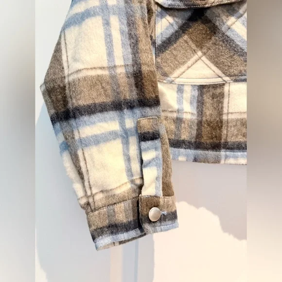 Zara Checkered Jacket Cropped Plaid Overshirt - Picture 2 of 11